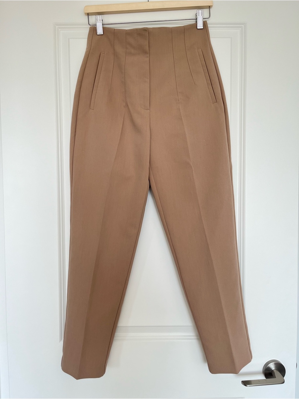 Zara High-Waist Camel Tailored Trousers